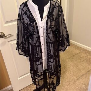 LC Lauren Conrad Black Sheer Tunic
